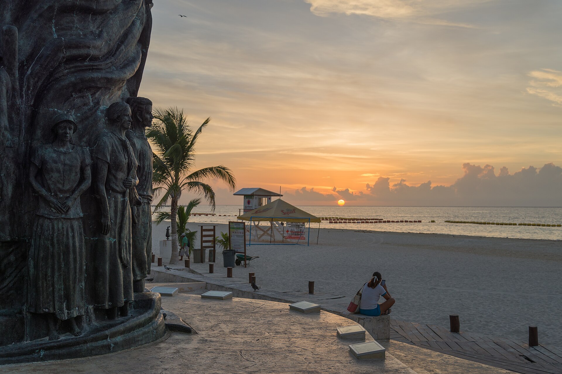 The Portal Maya sculpture at Parque Fundadores, by the Cozumel ferry pier