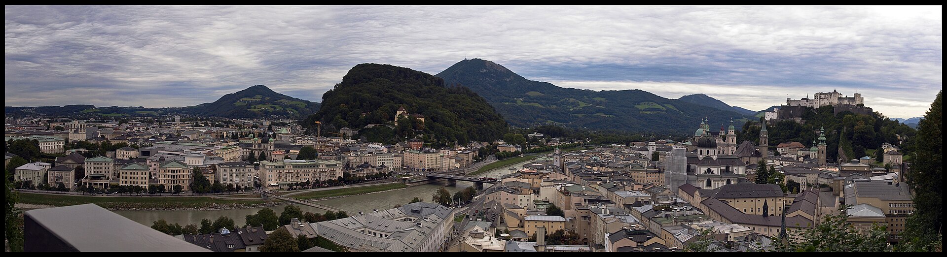 Salzburg old town panorama with the cathedral and fortress