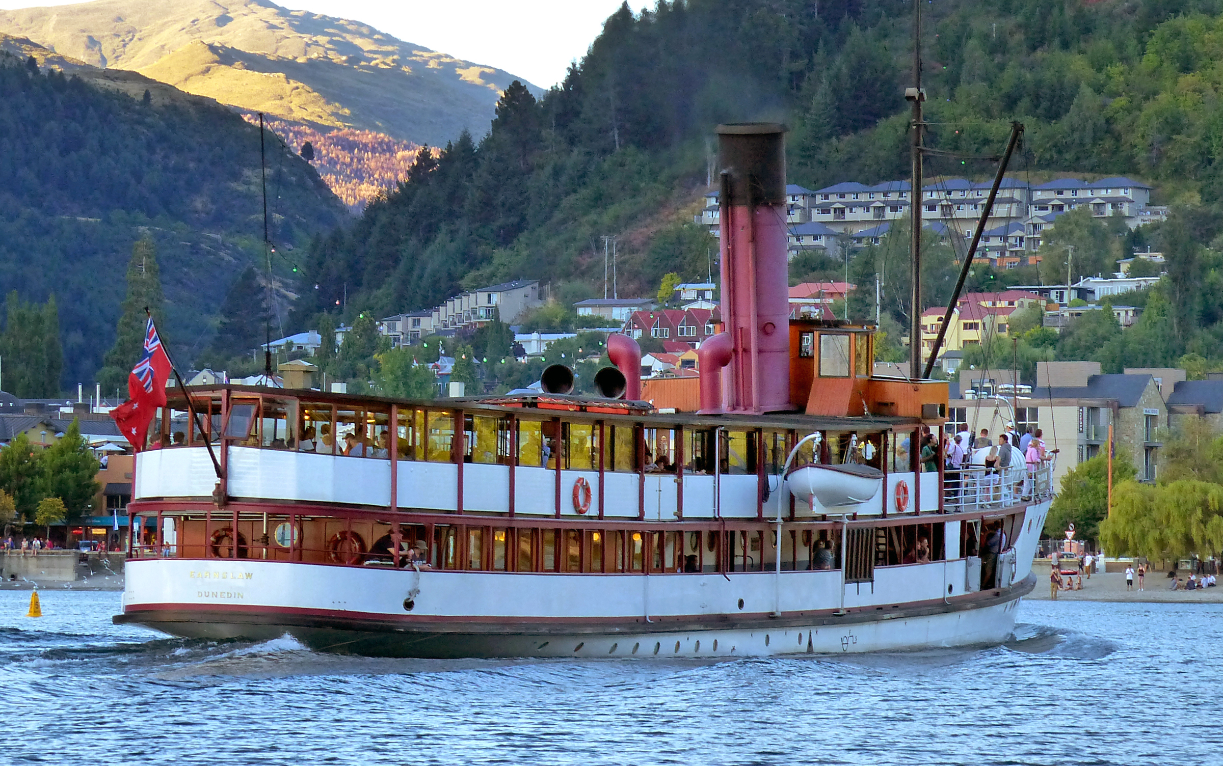 Vintage TSS Earnslaw steamship cruising on Lake Wakatipu
