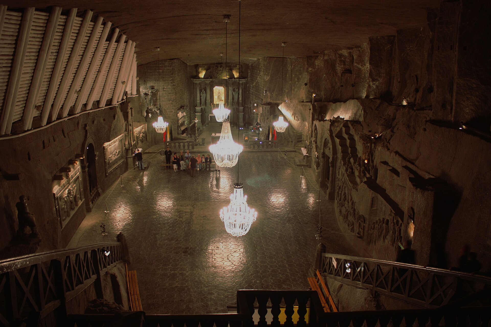 St Kinga's Chapel, carved entirely from salt inside the Wieliczka Salt Mine