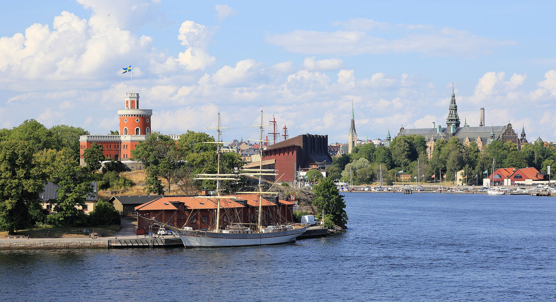 The Djurgården waterfront in Stockholm with the Vasa Museum and the Nordic Museum