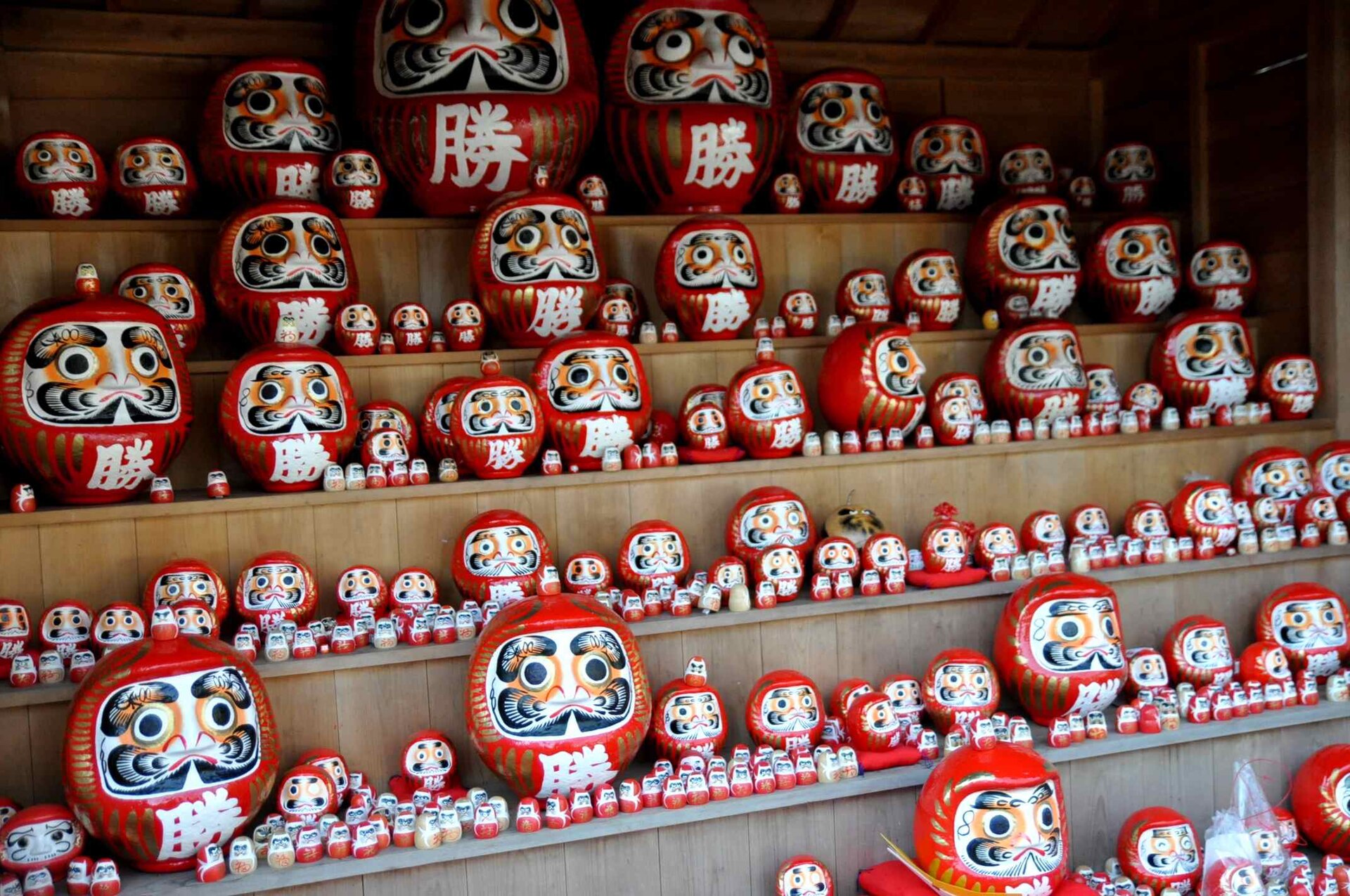 Katsuo-ji Daruma dolls at the temple in Minoh Osaka