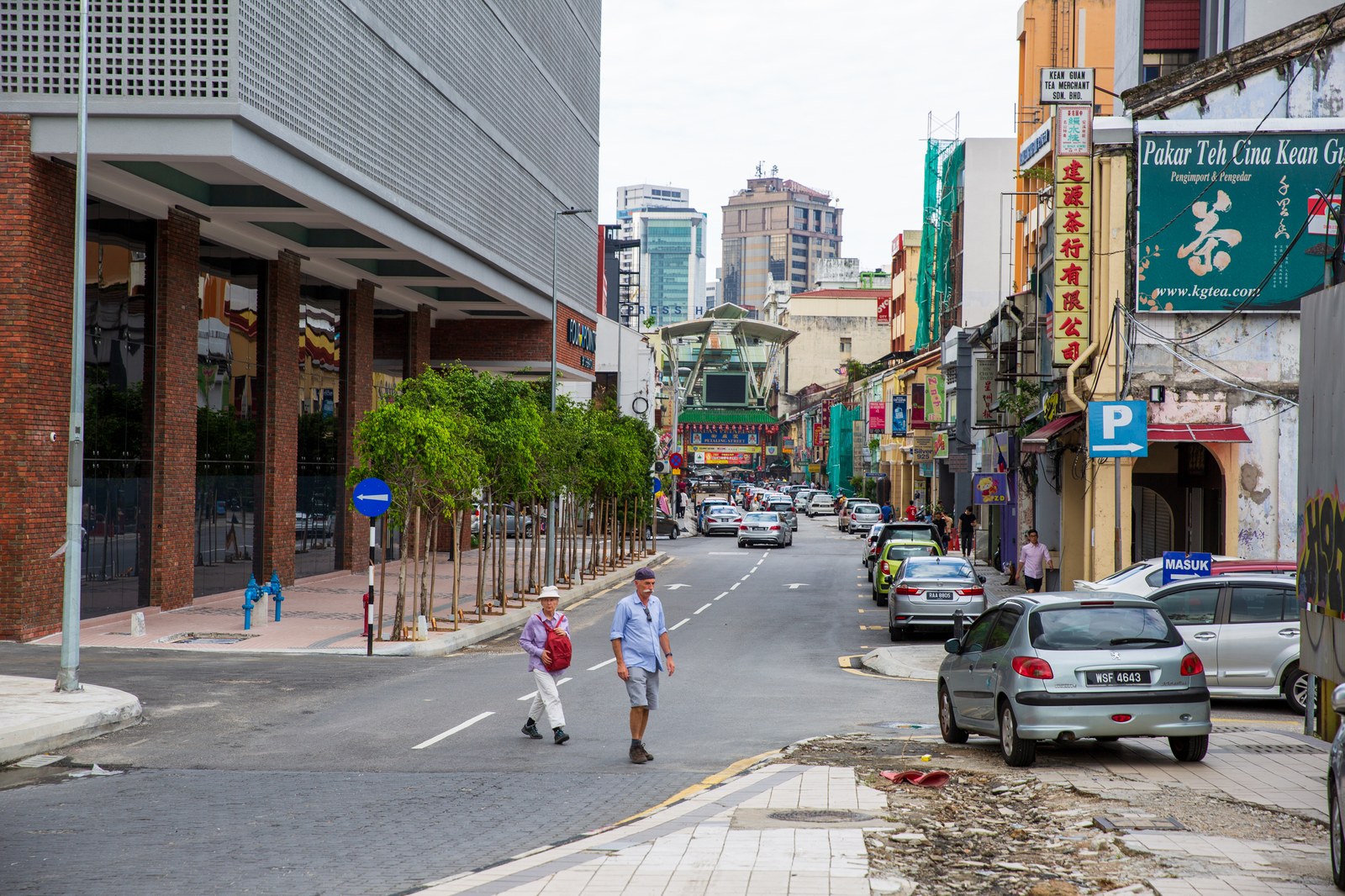 Petaling Street market in Kuala Lumpur Chinatown with stalls and shoppers