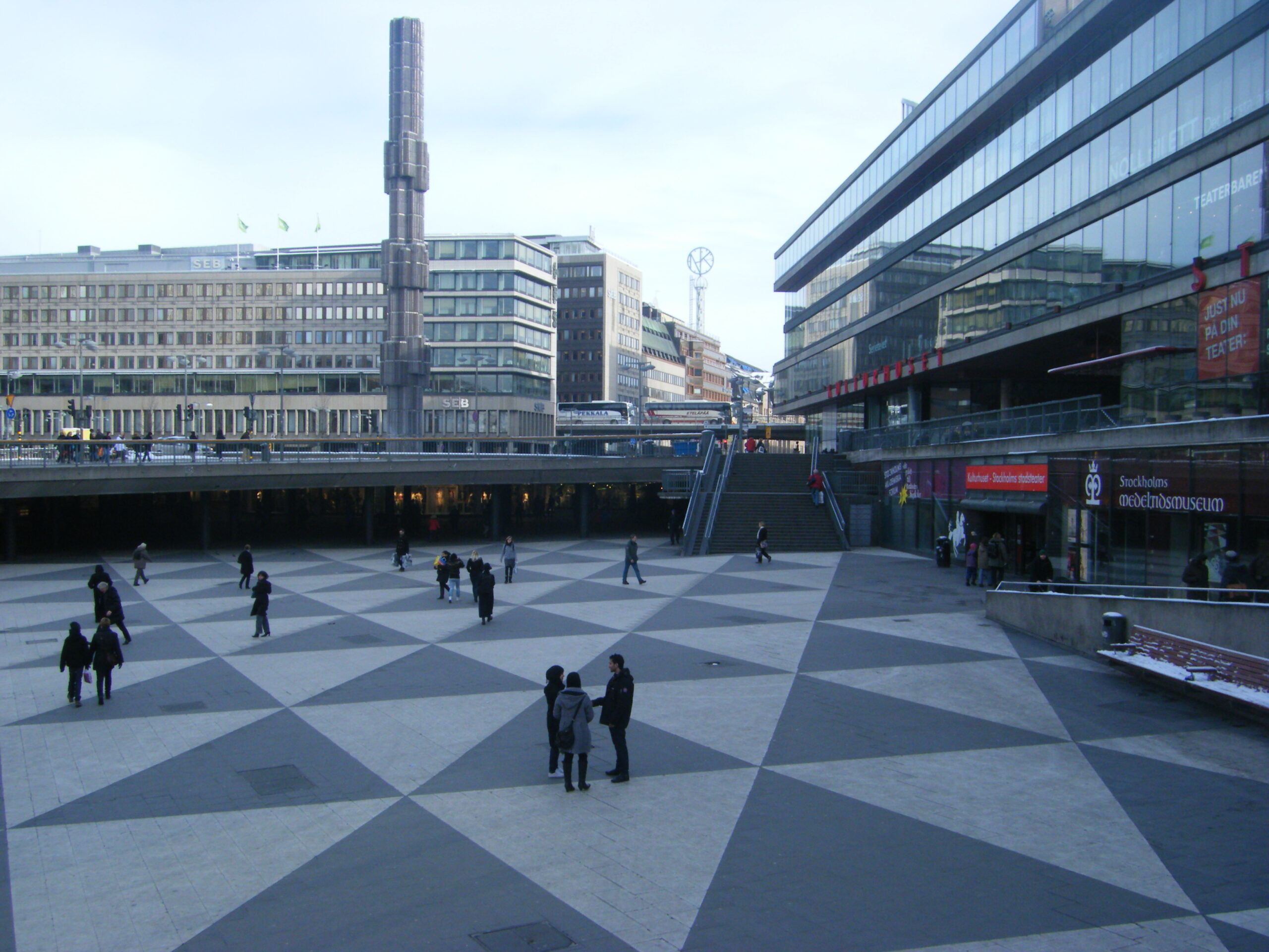 Sergels torg square with the glass obelisk in Norrmalm, central Stockholm