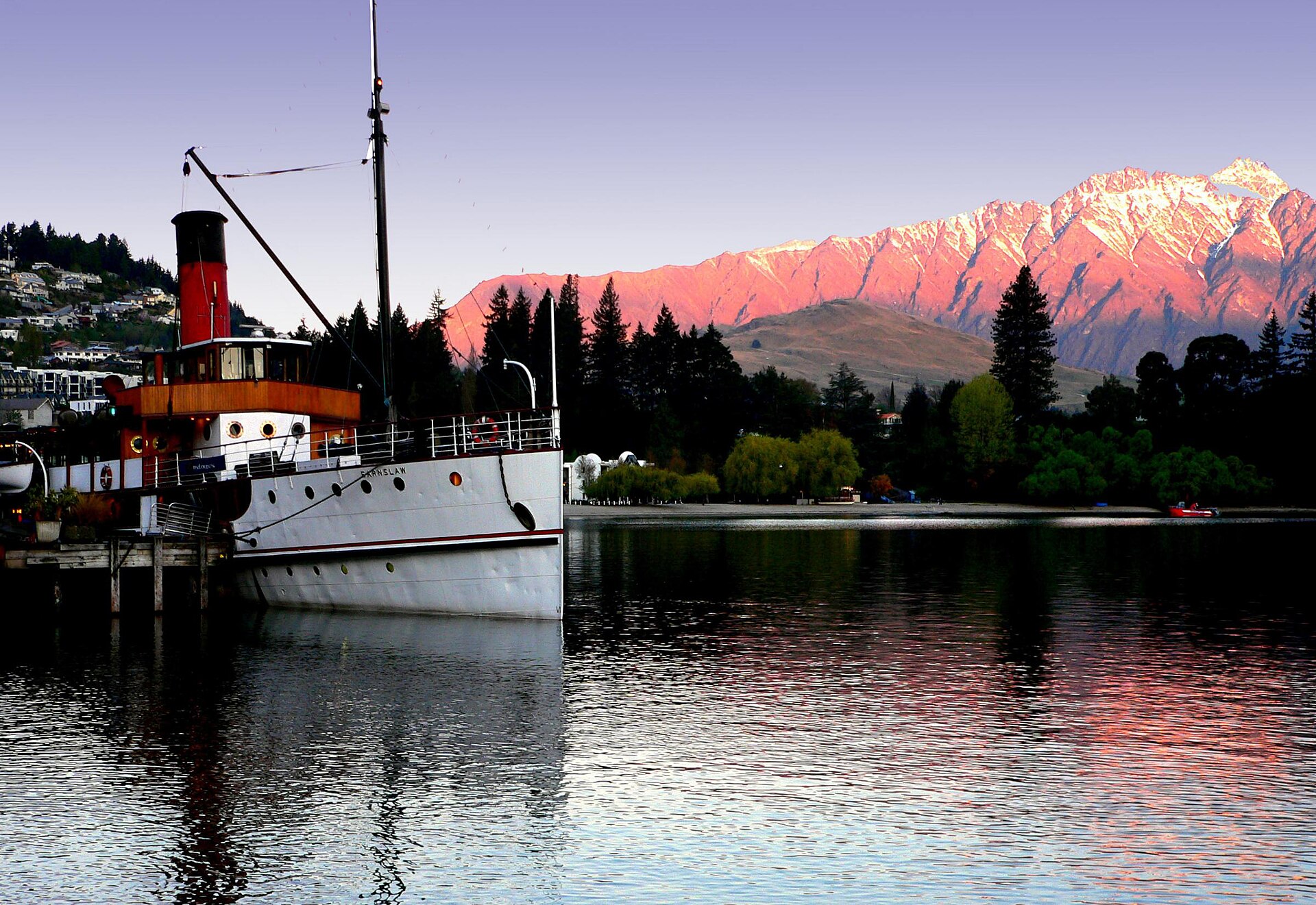 The vintage coal-fired steamship TSS Earnslaw cruising on Lake Wakatipu