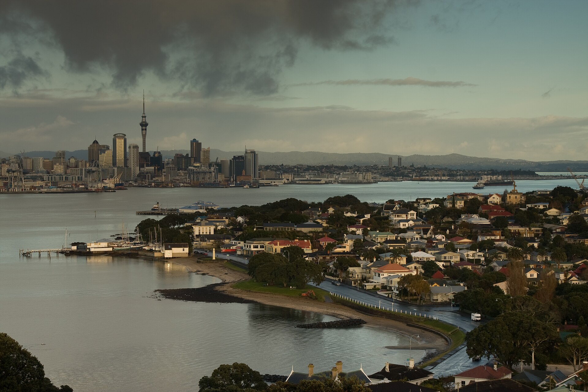 Auckland's city skyline seen from the Devonport waterfront