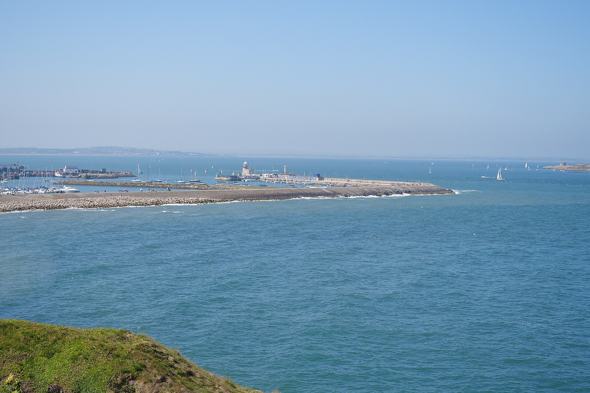 Dún Laoghaire harbour and lighthouse seen from Howth