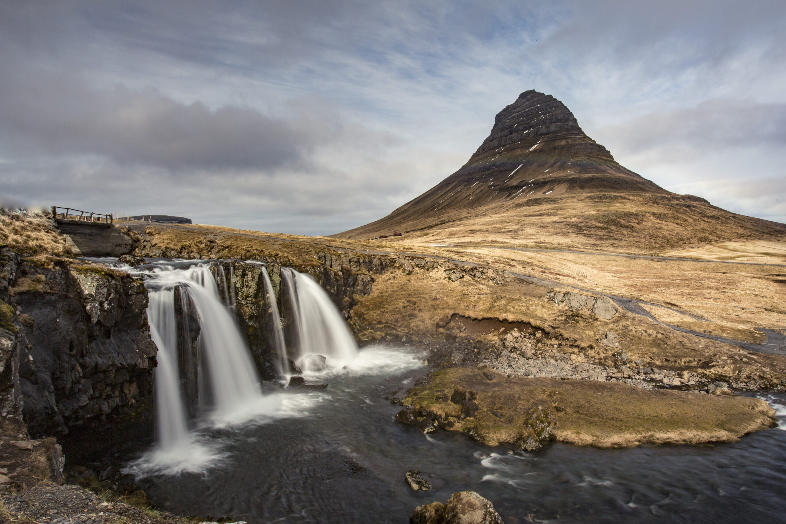 Kirkjufell mountain under soft autumn light in Iceland