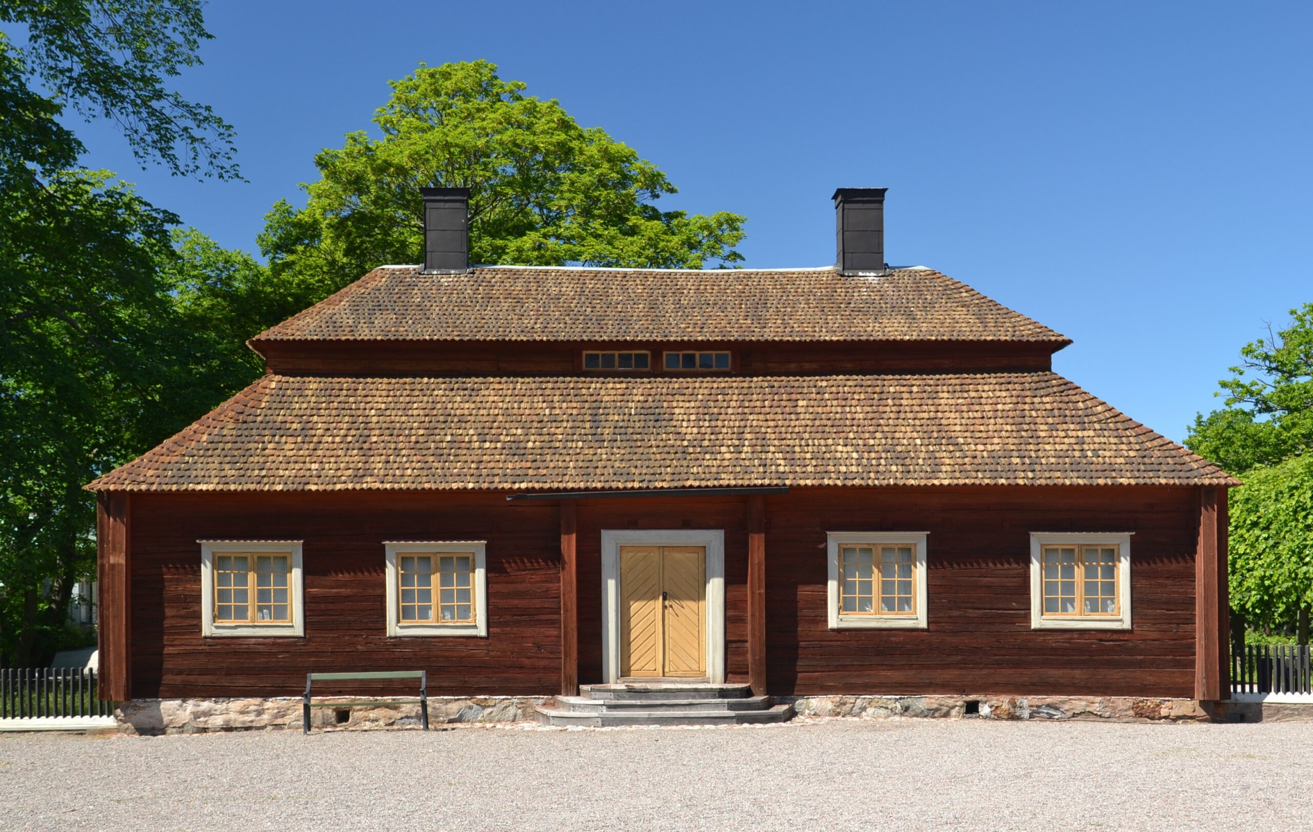 Traditional wooden house at Skansen open-air museum on Djurgården, Stockholm
