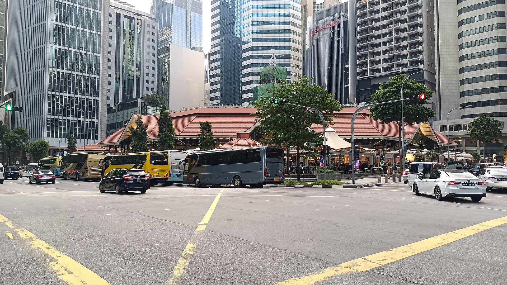 Lau Pa Sat hawker centre Victorian market hall in downtown Singapore CBD