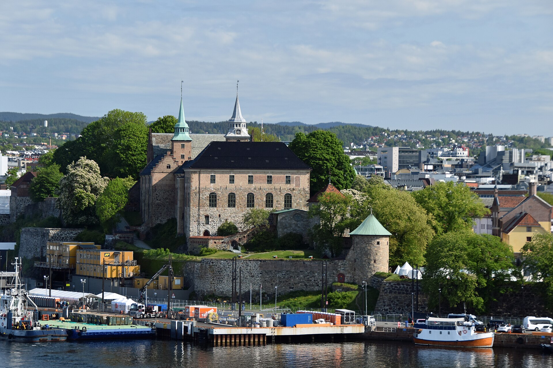 Akershus Fortress overlooking the Oslo harbor