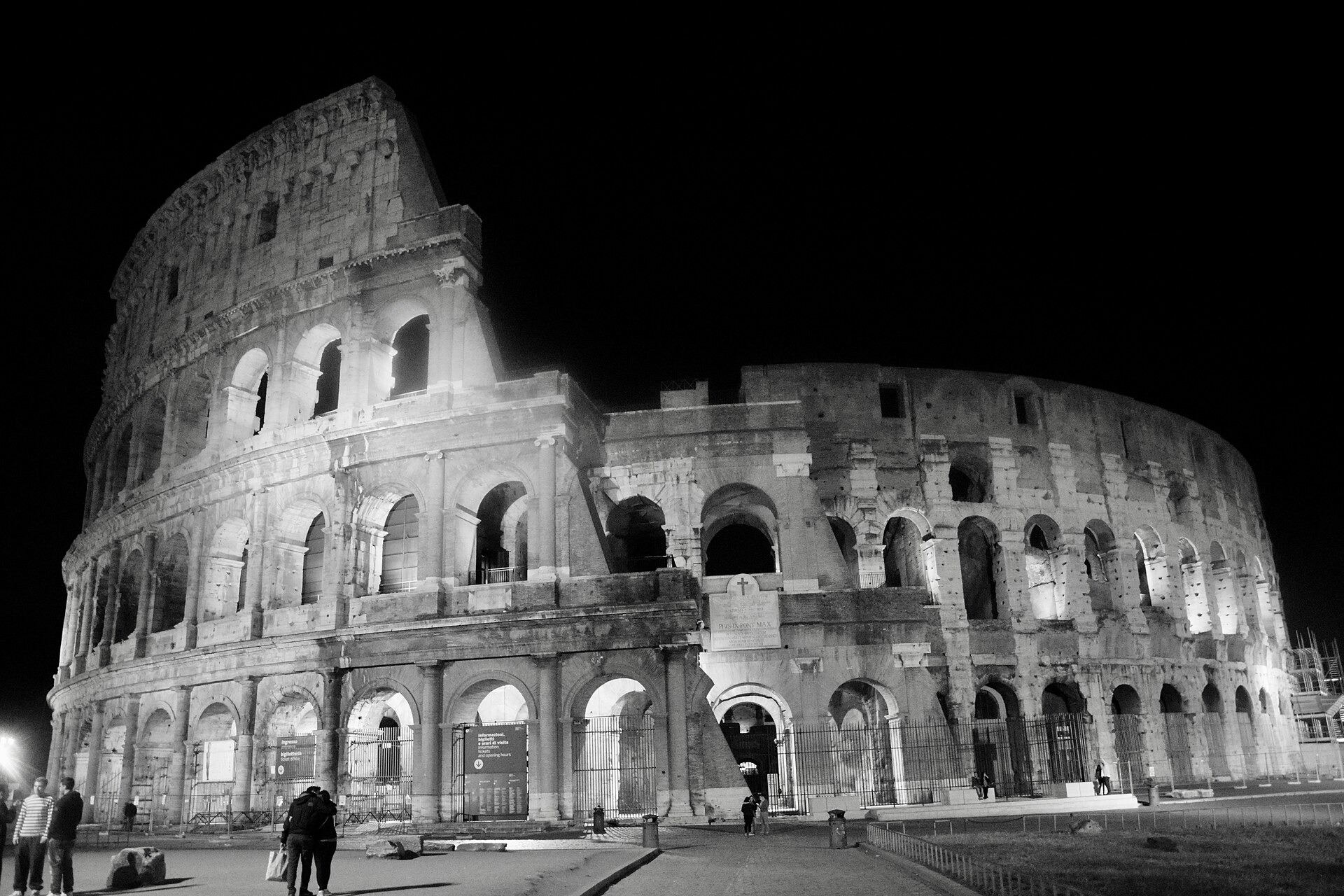 The Colosseum illuminated at night, Rome, Italy