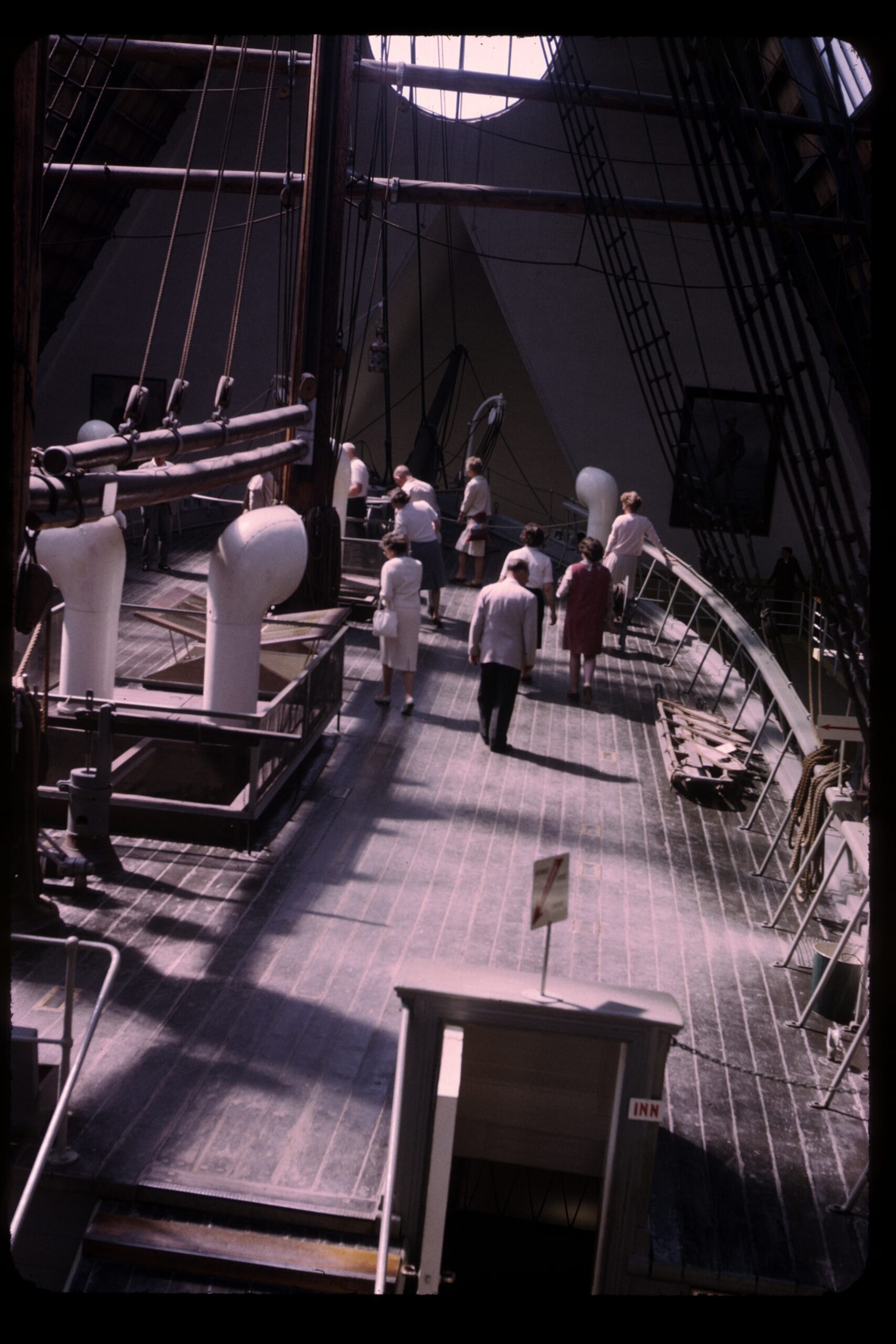 Visitors on board the polar ship Fram at the Fram Museum in Oslo