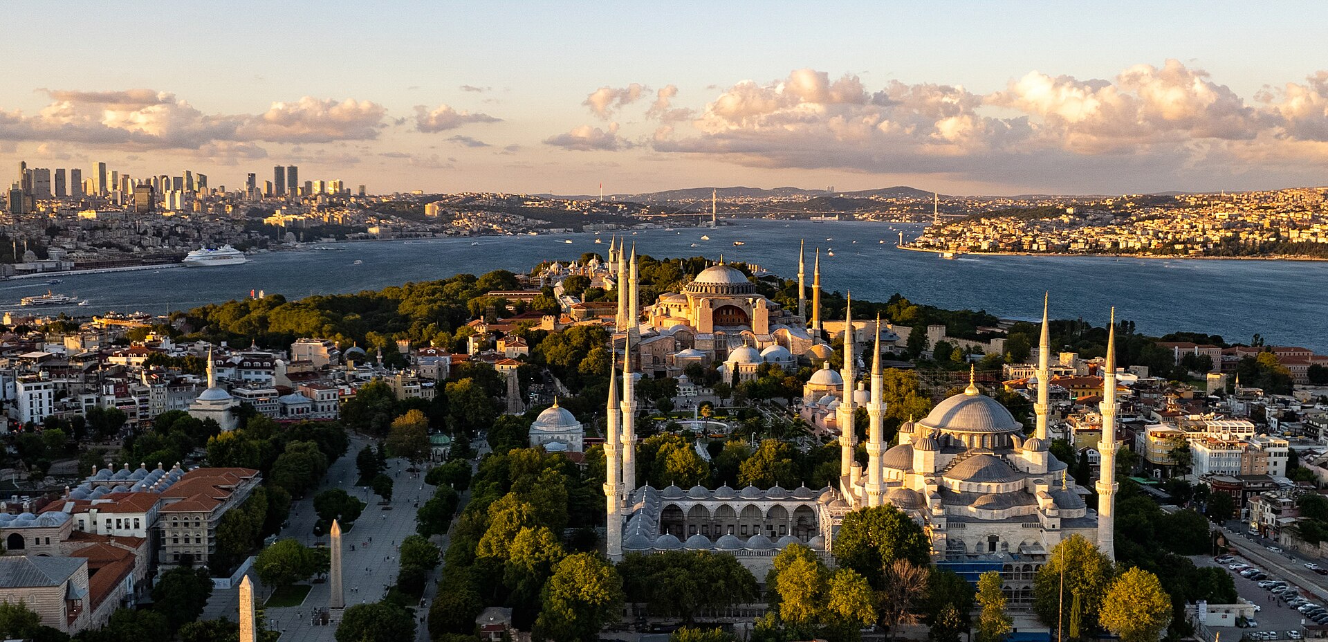 Istanbul skyline over the Bosphorus at dusk