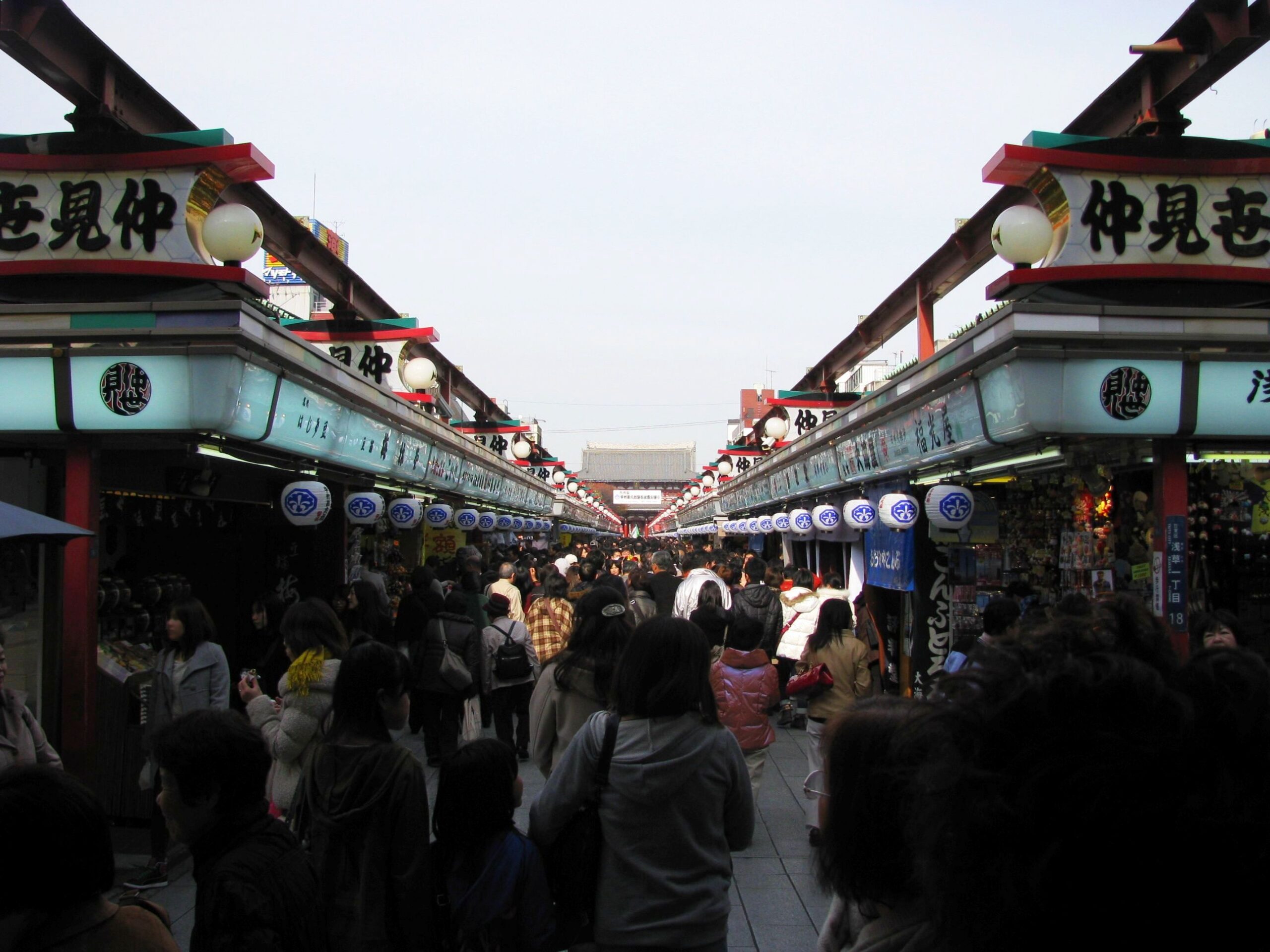 Nakamise shopping street stalls leading to Senso-ji temple in Asakusa Tokyo