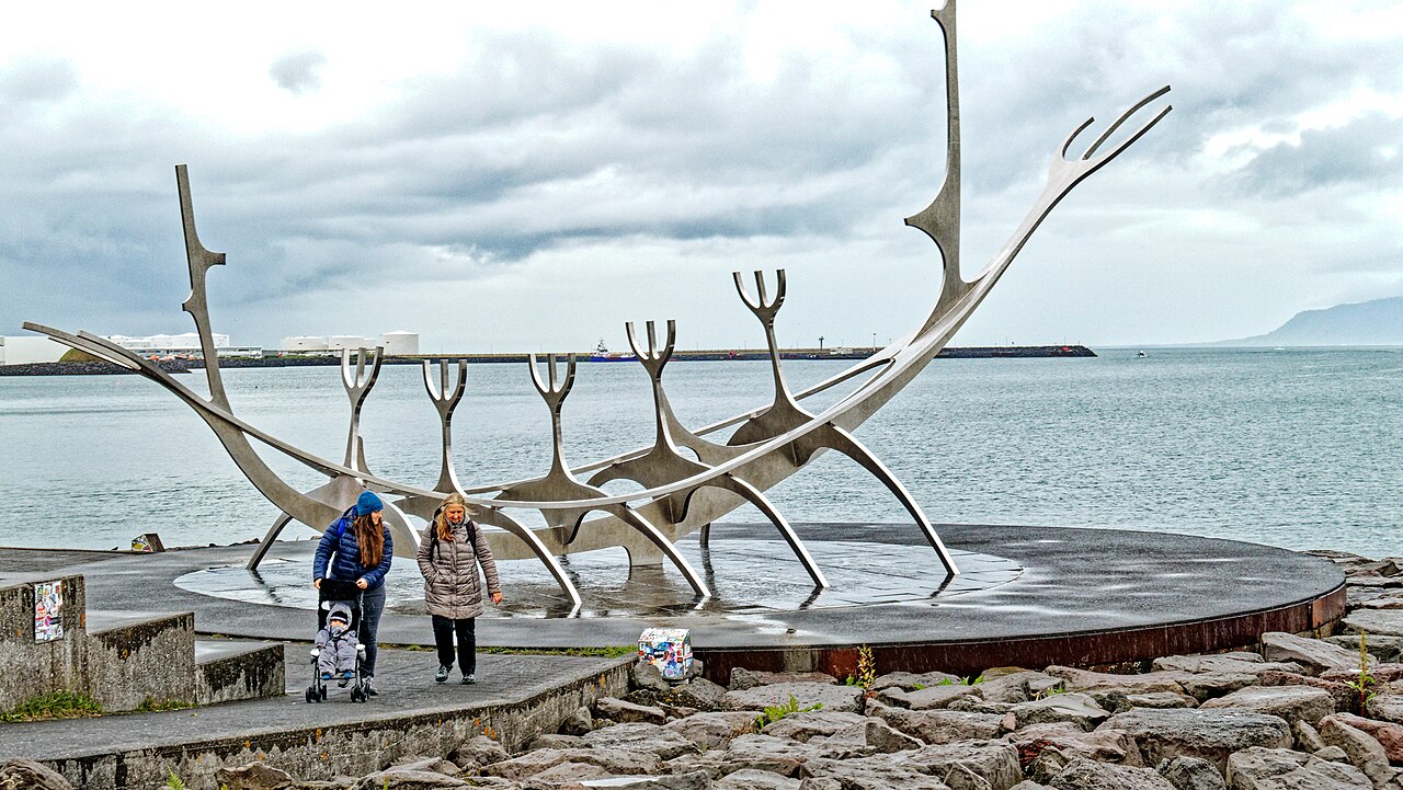 The Sun Voyager steel ship sculpture on Reykjavik's waterfront