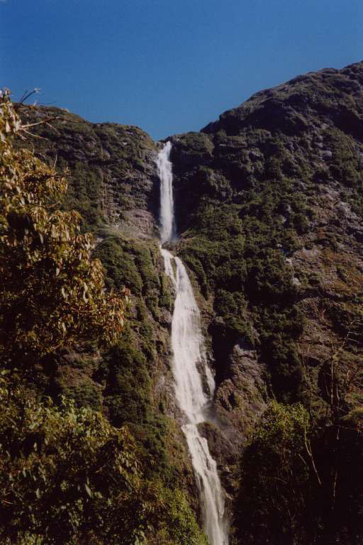 Sutherland Falls waterfall on the Milford Track, New Zealand