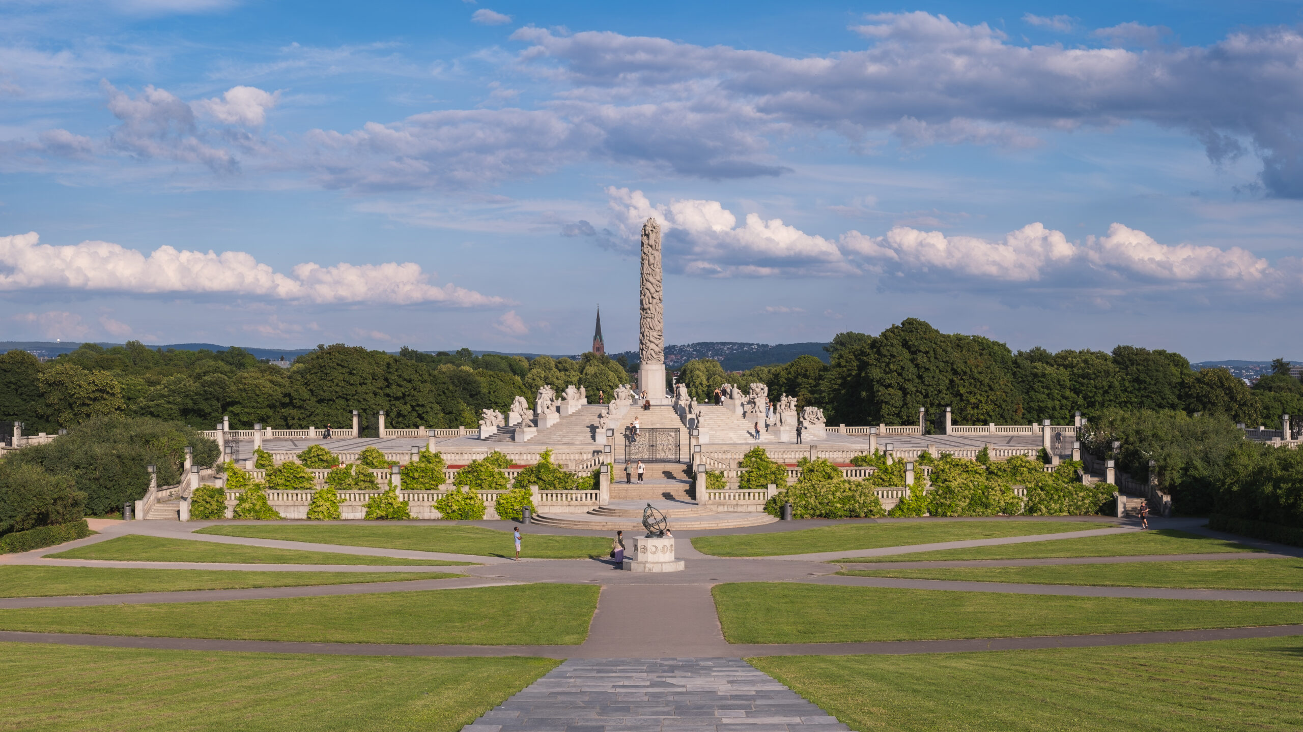 Vigeland Park Monolith plateau with granite sculptures in Oslo